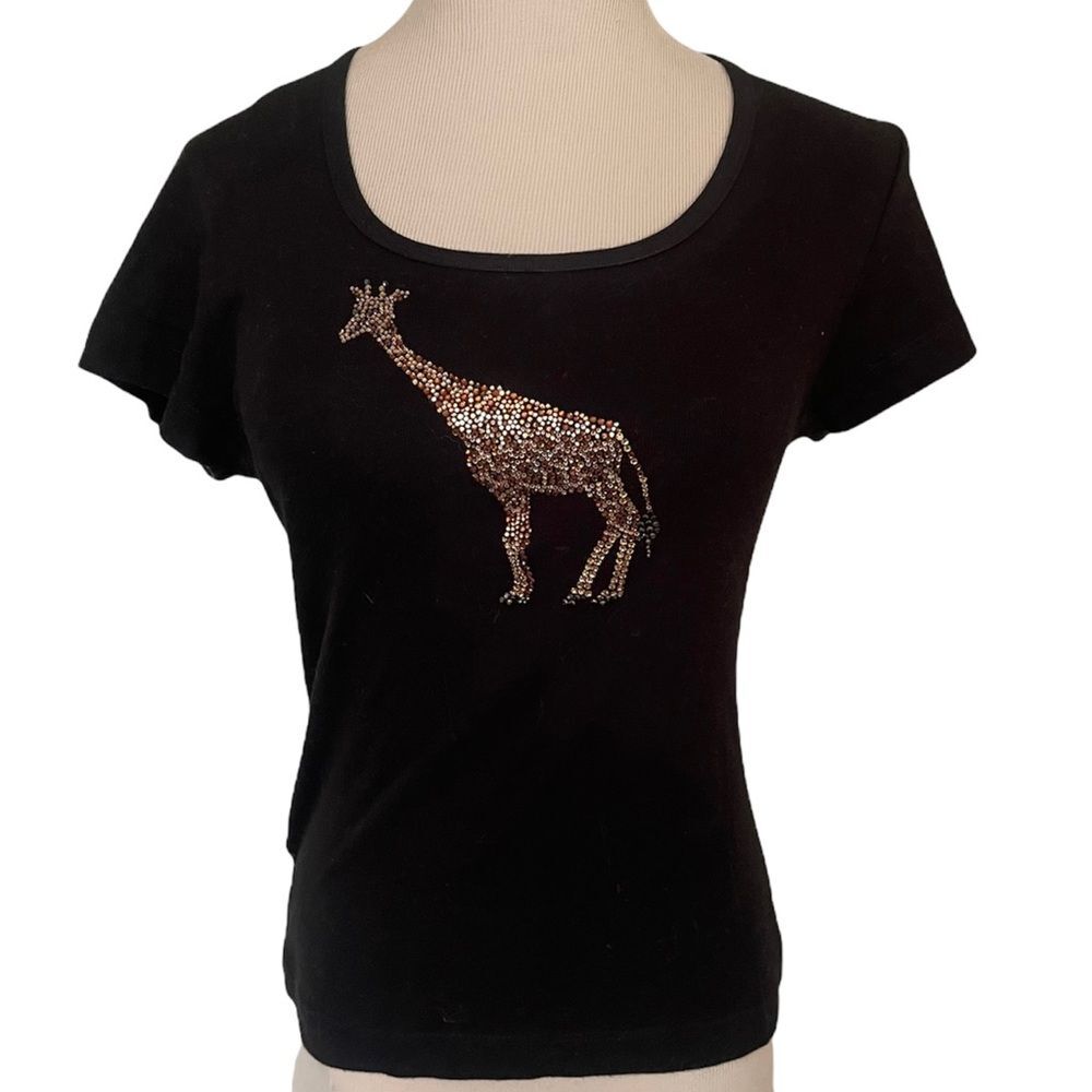 [Ilana Wolf] Black Sequin Giraffe 🦒 Tee Sz: M